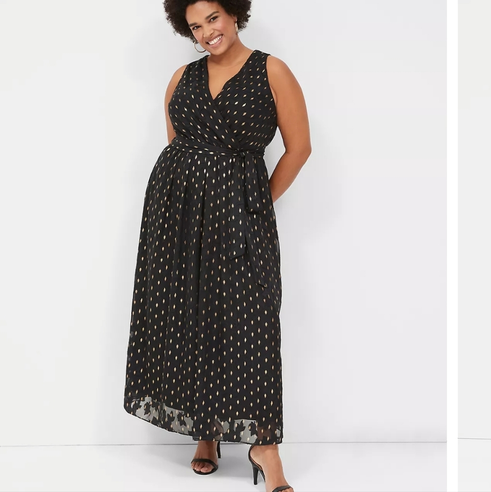 Lane Bryant Sleeveless Belted Maxi Dress